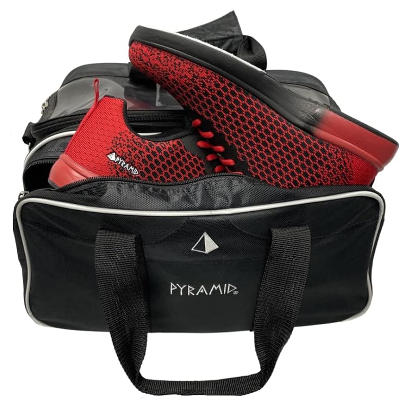 Pyramid 2-Ball Tote Bowling Bag with Clear Top, Shoes Compartment Up To 15 US Mens Size Black/Black