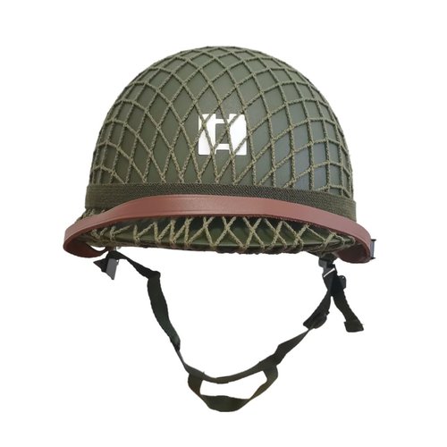 WW2 US Army M1 Helmet Replica with Net Cover Chin Strap & DIY Stickers