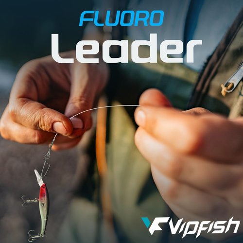 Vipfish Fishing Fluorocarbon Leader with Crane Swivel and Snaps - Heavy Duty 11lb Fluorocarbon Leader Connects Lures, Bait or Hooks for Saltwater & Freshwater Fishing