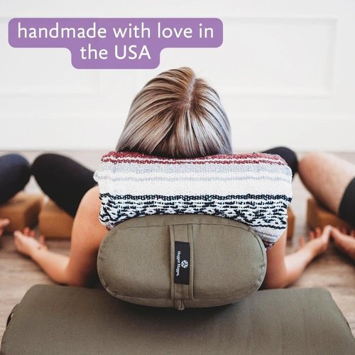 Hugger Mugger Standard Yoga Bolster - Olive - Firm Core with a Soft Surface, Rectangular Shape, Restorative Yoga, Handmade in The USA