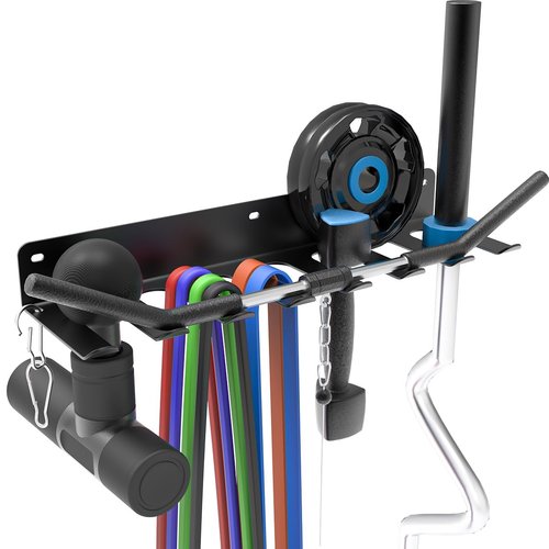 yuyiqi Multi-Purpose Gym Equipment Storage Rack, Wall-Mounted Heavy Dudy Home Gym Accessory Storage Rank for Resistance Bands, Barbells, Lifting Belts, 8 Prongs