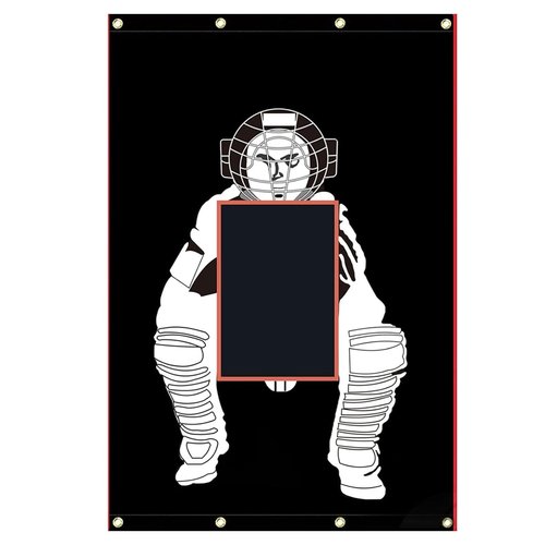 IsleWood 4'x6' Baseball Backstop 600D Oxford Fabric with Strike Zone & Catcher Visuals Portable Batting Cage Net Saver Weather-Resistant Backdrop for Pitching Practice Indoor/Outdoor Use