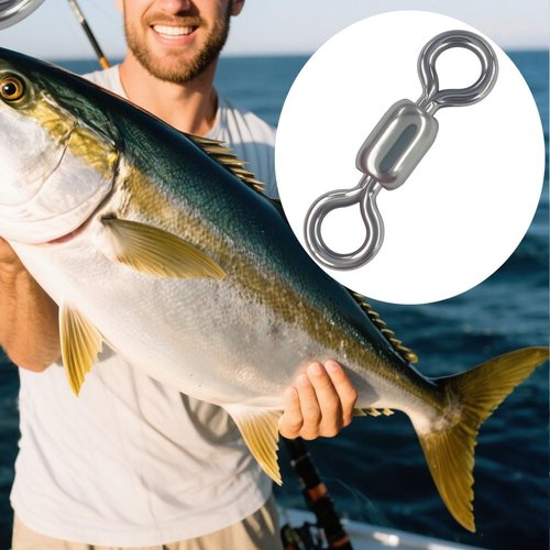 QHDJIANHUI 100 pcs Fishing Swivels, 100% 304 Stainless Steel Barrel Swivel Corrosion Resistance Power Crane Swivels Saltwater and Freshwater Fishing Line Lure Leader Connector (8# 0.39"/ 80LB)