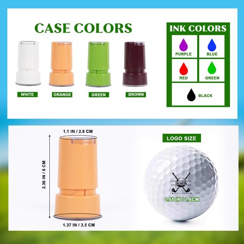 Terwex Custom Golf Ball Stamp - Personalized Golf Ball Markers with Waterproof Ink - Unique Design Golf Balls Marking Tool - Father's Day Golf Gift for Golfers Dads Retirement Golf Accessories(Green)
