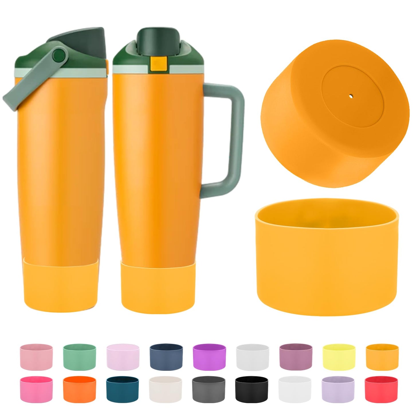 Mity rain 2PCS Protective Silicone Boots for Owala 30oz & 40oz FreeSip Sway Bottles & Tumblers - Accessories for owala, Enhances Stability & Prevents Scratches (Golden Yellow)