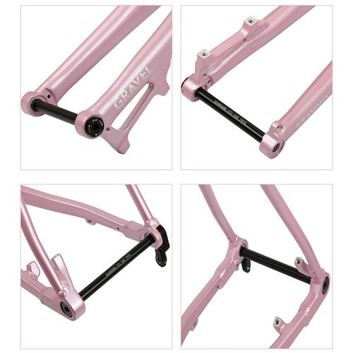 BSFHQS Road Bike Frameset Gravel Bikes Frame 700C Disc Brake Frame Aluminum Alloy Bike Frame 44cm 47cm 50cm 53cm Thru Axle Frame 100/142mm BSA BB68mm(Pink,44cm)