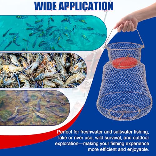 Floatable Galvanized Steel Fish Basket with Spring-Loaded Trap Doors