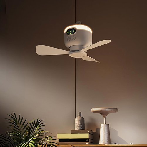 Camping Fan, 8000mAh Ceiling Fan with Remote Control, USB Rechargeable Tent Fan with Detachable Fan-Blades, Camping Fan with 4 Speeds, Ceiling Fan for Bedroom, Camping Outdoor Hanging (White)