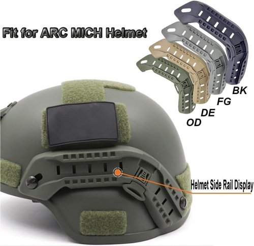 Airsoft Paintball Military Side Rail Set Guide Accessories for MICH PASGT Helmet Multi Color (Black)