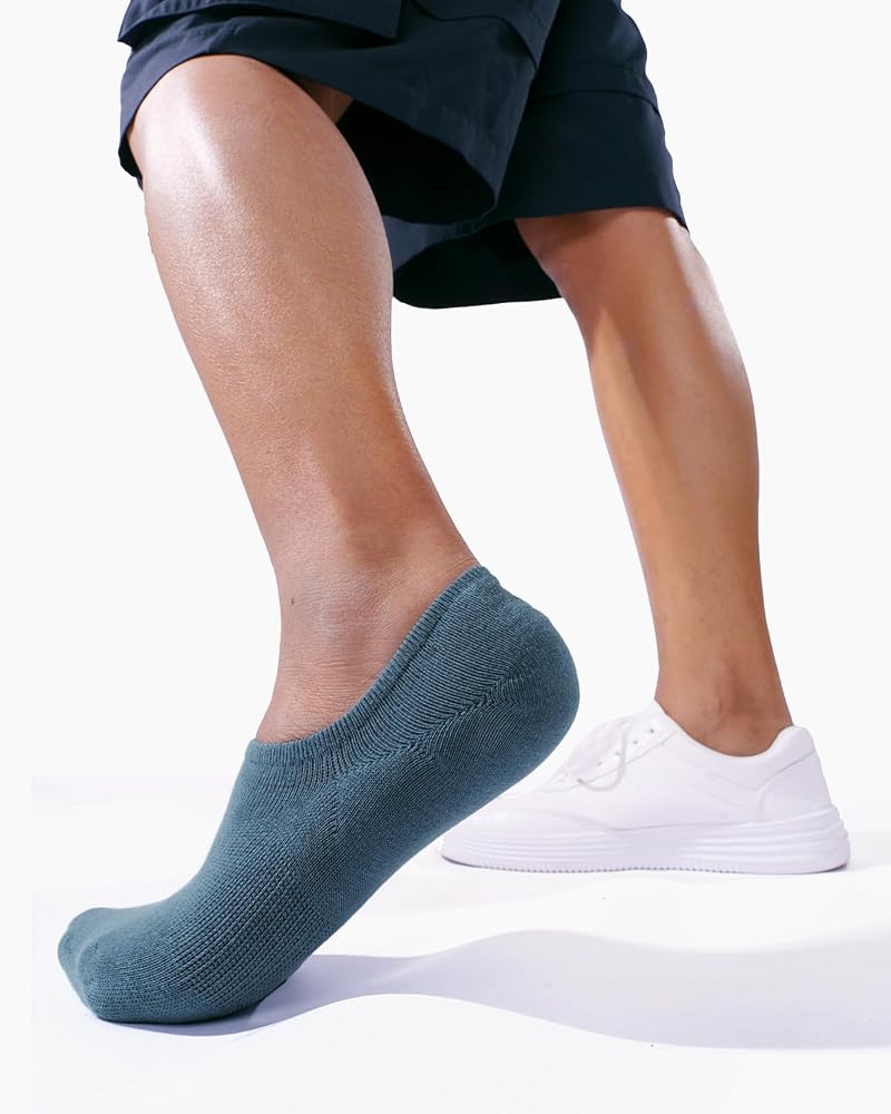 IDEGG Men No Show Low Cut Socks with Non-Slip Grip - 8 Colors, Size M (7-10)