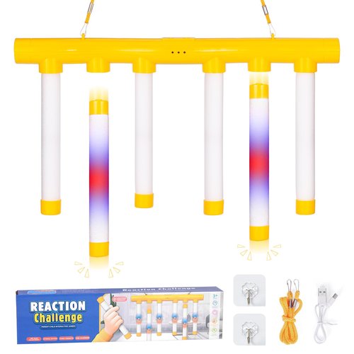 Reflex Drop Sticks Challenge Game, 2025 Hand Eye Coordination Training Toy, Hand Speed Challenge Game Reaction Game, Catching All Drop Sticks Game for Adults- 3 Adjustable Speed with Flashing Lights