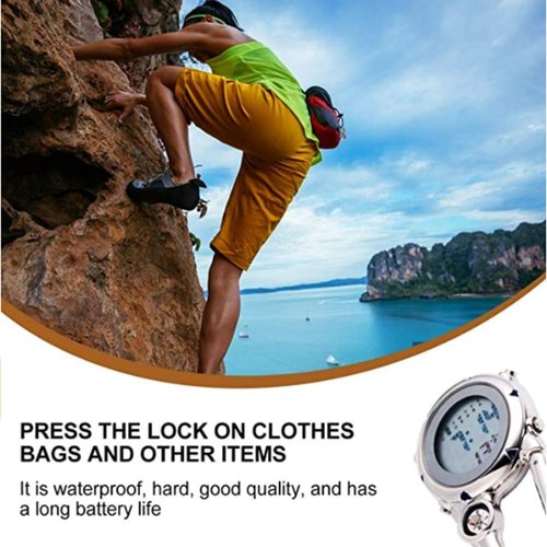 ZOVEDAIUG Digital Pocket Clip Watch for Men Carabiner Watch Backpack Fob Belt Waterproof Clip Watch with Alarm Clock Date Week for Outdoor Sports (White)