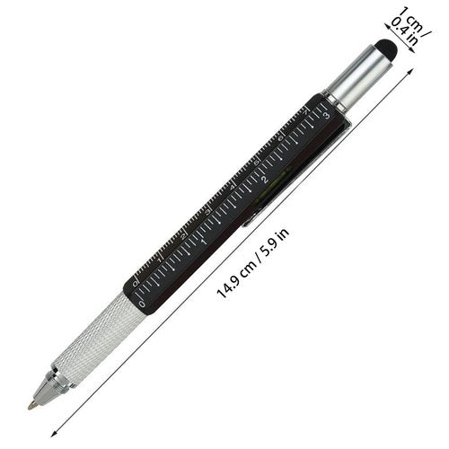 Multitool with Screwdriver, Ruler, Levelgauge for Men Pen Multitool Birthday Gifts for Husband Fathers Dad Husband Grandpa for Home Camping Gear, Hiking, Simple Repair,Black