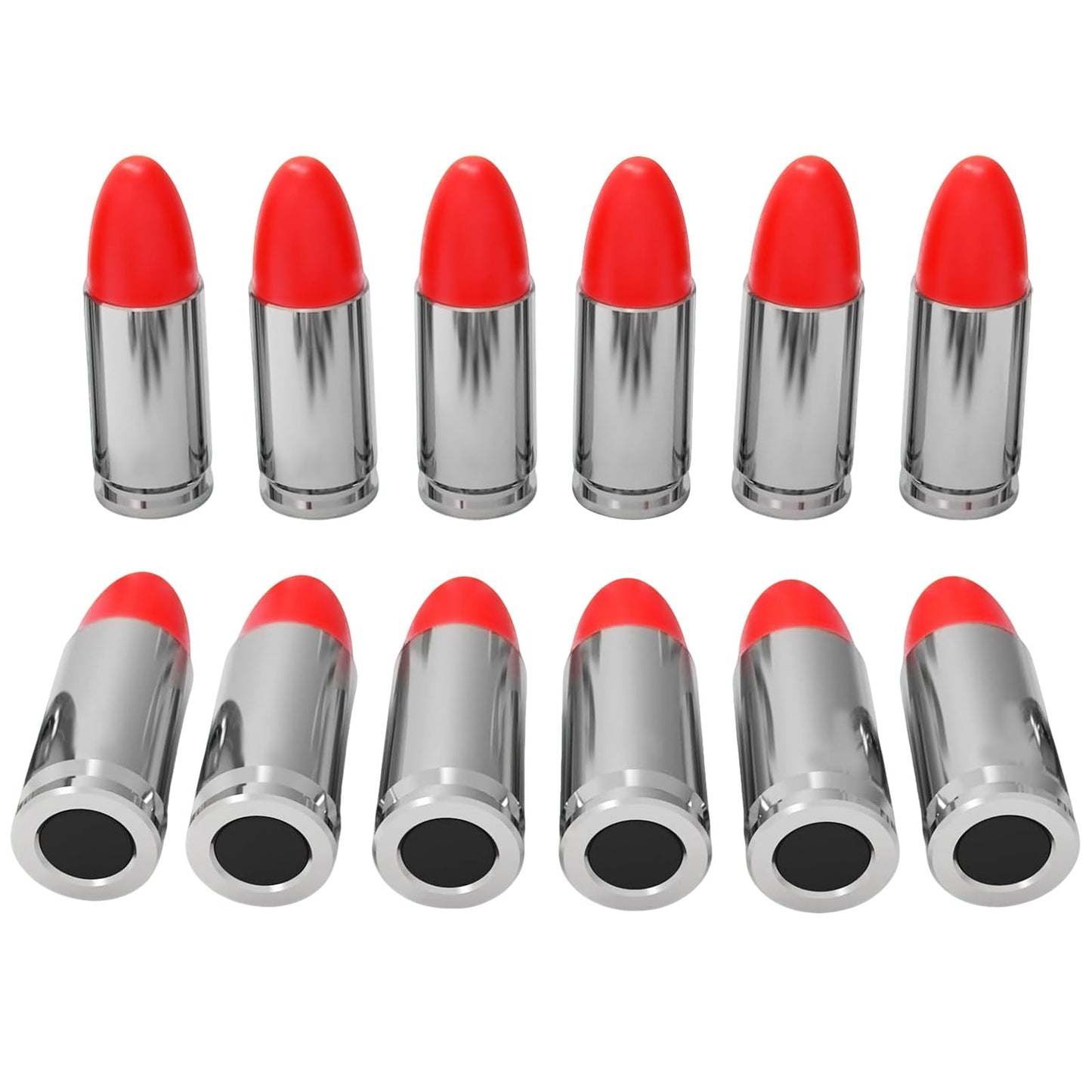WAKAZO Training Snap Caps Dummy Rounds, Durable CNC-Machined Aluminum Alloy Safe for Handling Drills & Dry Fire Practice, Ideal for Shooting Skill Training (Silvery, 9MM-12PCS)