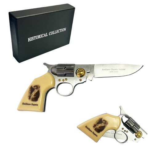 LALAPORT Emiliano Zapata Collectors Lockback Manual Folding Knife West Revolver Style with 3Cr13 Stainless Steel Blade Perfect EDC and Collectible