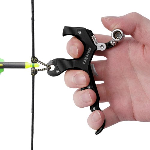 LWANO Archery Compound Bow Release Aids Trigger 3-4 Finger Adjustable Wristband Thumb Arrow Release Aids for Adults Youth Hunting Shooting Training Accessories (Black)