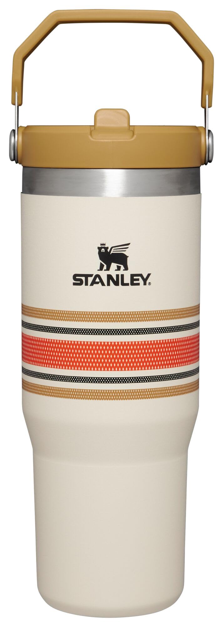 STANLEY IceFlow Stainless Steel Tumbler - Vacuum Insulated Water Bottle for Home, and Car Reusable Cup with Straw Leak Resistant Flip Cold for 12 Hours or Iced for 2 Days, Cream Mesh, 30 OZ / 0.89 L