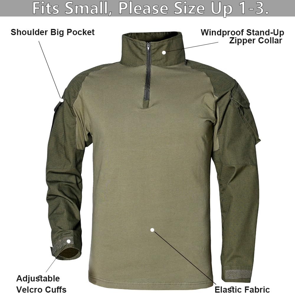 VPZenar Tactical Suit,Military Pants and Shirt,Cap Balaclava Gloves Set,Green WL Uniform Men's Airsoft Gear