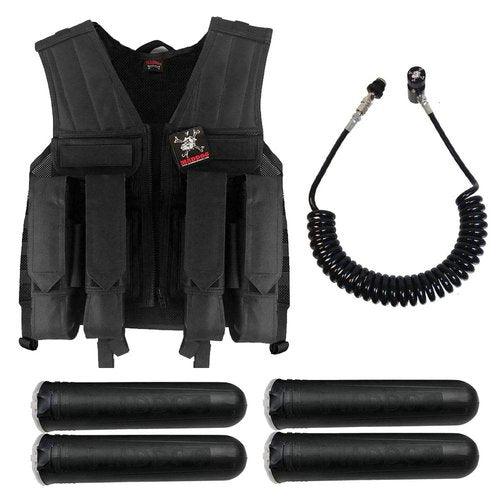 Maddog Tactical Battle Paintball Vest w/Pods & Standard Remote Coil Package - Black