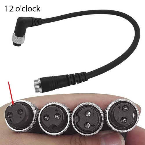 Fishing Reel Battery Power Cable for DAI-WA Elbow 2 Hole Power Cord Adapter 45cm Black PVC Copper Wire(6 Oclock)