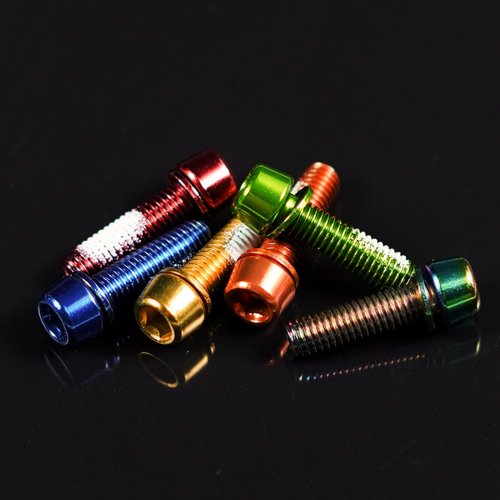 CNC Bike Stem Bolts，Stem Bolts for BMX/MTB/Road Bike with Washers,Red
