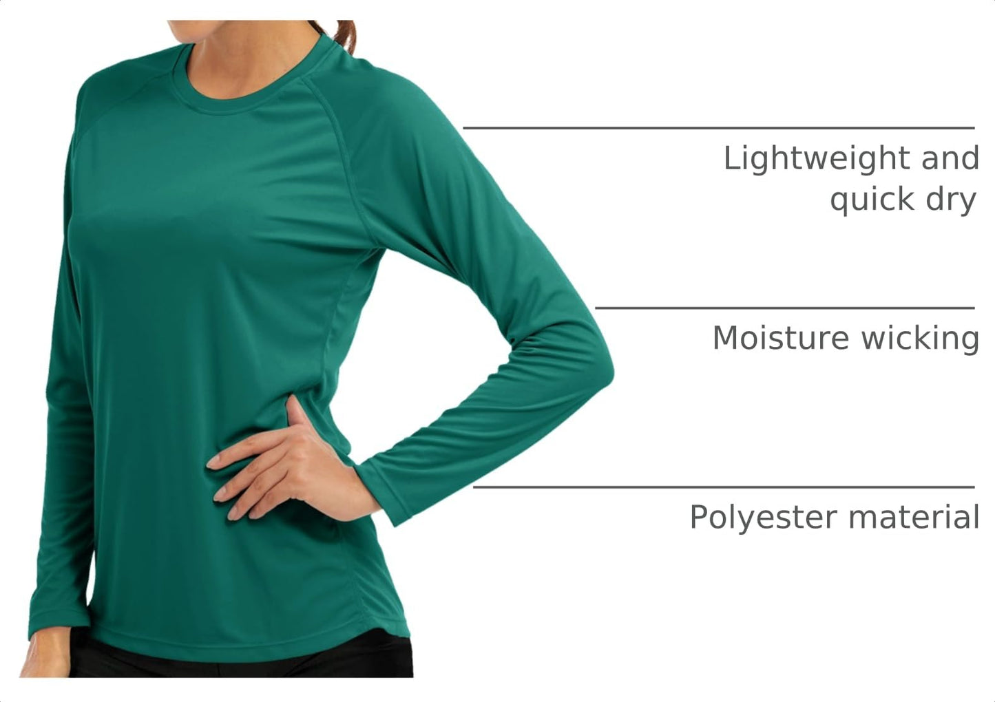 MAGCOMSEN Sweatshirts for Women Running Shirts for Women UV Shirts for Women Workout Shirts Fishing Shirts Womens Long Sleeve Shirts Athletic Shirts Women Jade Green