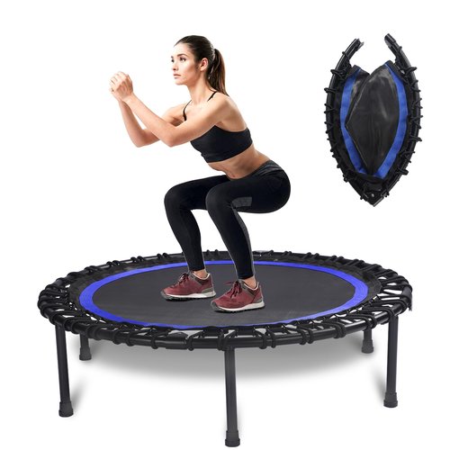 40" Foldable Rebounder Trampoline for Adults - Silent Fitness Bungee Rebounder, Home Exercise Trampoline for Low Impact Cardio, Indoor/Outdoor Portable Workout Trampoline
