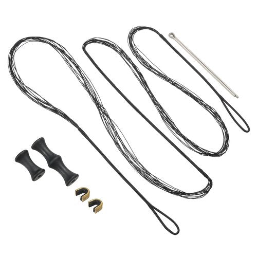 PATIKIL 56 Inch Bow String Replacement, Archery Bowstrings Accessories 12 Strands Bowstring with Finger Guard & 2 Brass Nock Points for Traditional Recurve Longbow, Black