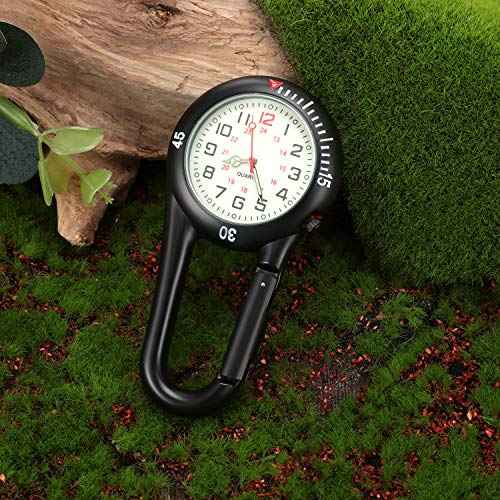 Hicarer 2 Pieces Clip on Quartz Watch Backpack Fob Belt Glow in The Dark Unisex Pocket Watch with White Dial for Doctors Nurses Outdoor Activities