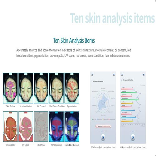 Skin Analyzer 3D Artificial Intelligence 12 Million Dual Cameras Skin Analyzer Skin Moisture Tester Facial Analysis,Professional Skin Mini Camera Skin Sensor Scanner Machine for Skin Problems