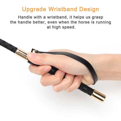 Coolrunner Riding Crop for Horse, 18 Inch Horse Whip with PU Leather Equestrianism Horse Crop Double Slapper Horse Whip Black Crops for Horses (Black)