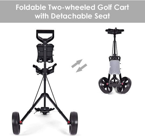 Nightcore Golf Push Cart, Folding Push Pull Golf Cart Trolley w/ 2 Wheels for Golf Club Bag, Collapsible Golf Push Cart w/Foot Brake