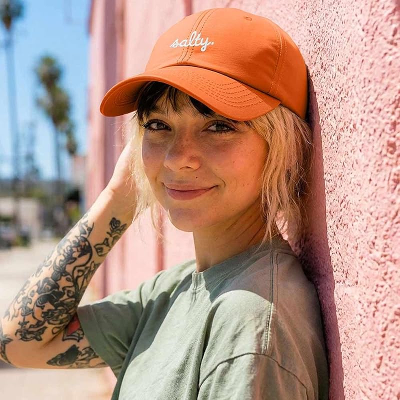 DALIX Salty Embroidered Cotton Baseball Cap - Adjustable One Size, Orange Variation
