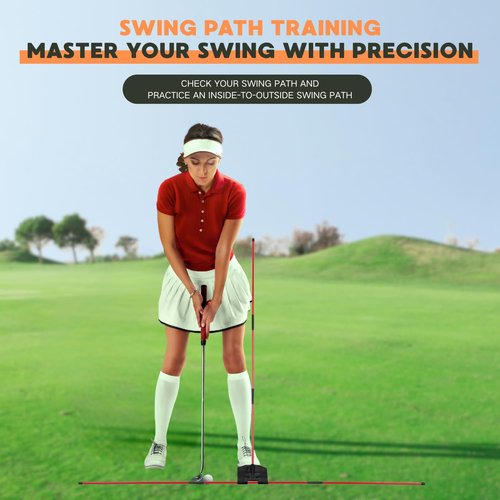 CUANBOZAM Pro Golf Alignment Sticks Holder - Aircraft Aluminum Golf Training Aid for Swing Plane & Path | Golf Swing Training Aid | Tour-Validated Golf Alignment Sticks for Driving RED
