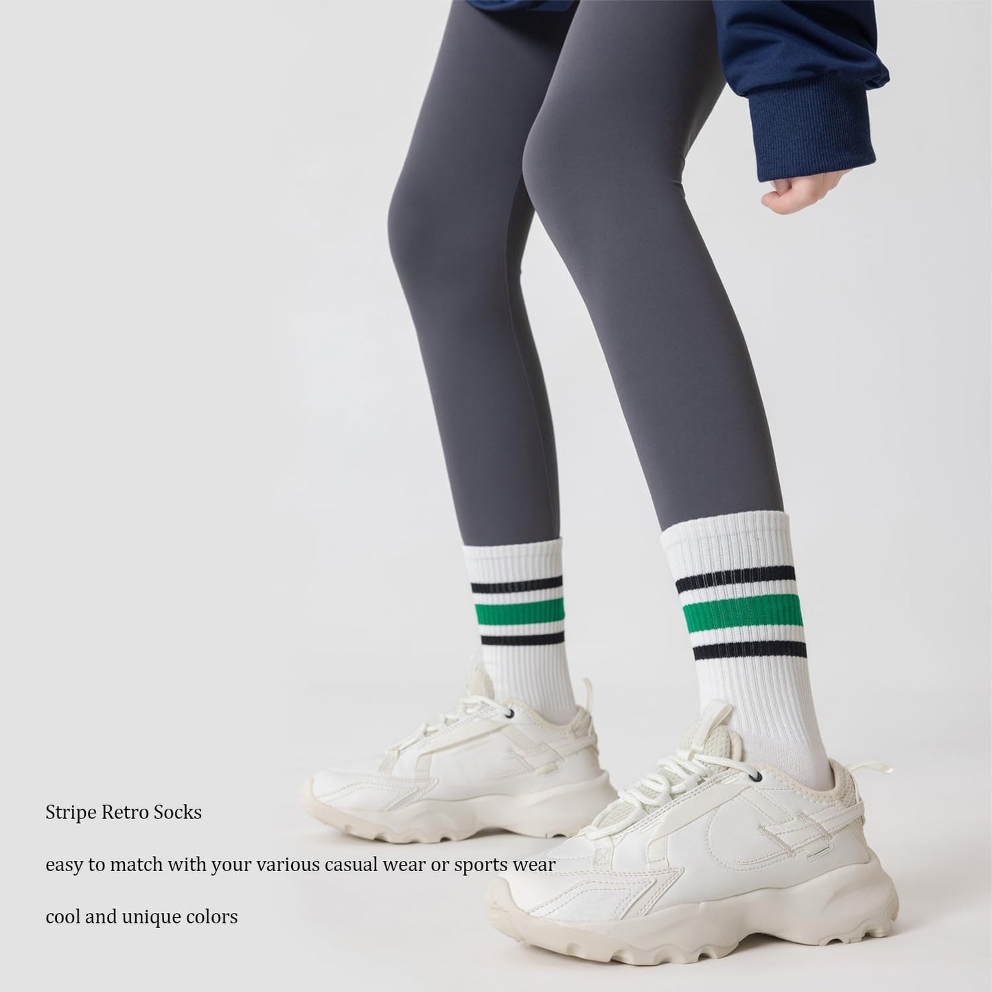 hiqqifazz women's men's selected Athletic round neck socks cotton stripe socks 5/10 pairs