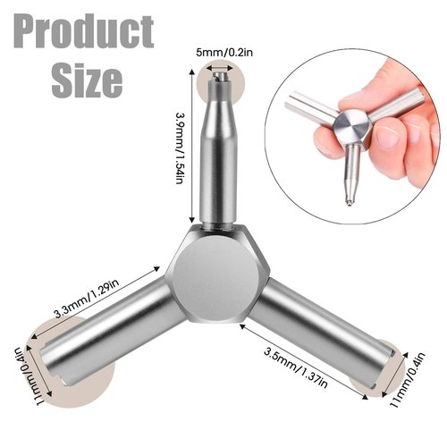Valve Key for Airsoft, Triangle Wrench Valve Removal Tool for GBB AEG KSC WA Gas Magazine Charging (Silver)