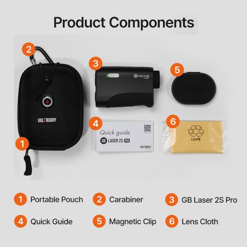 GOLFBUDDY 2S PRO Golf Range Finder with Slope, Measuring from The Cart, 1093 Yard Laser Rangefinder, Magnetic Mount, Pin Finder with Flag Pole Locking Vibration, One Click Scan Mode, Water Proof