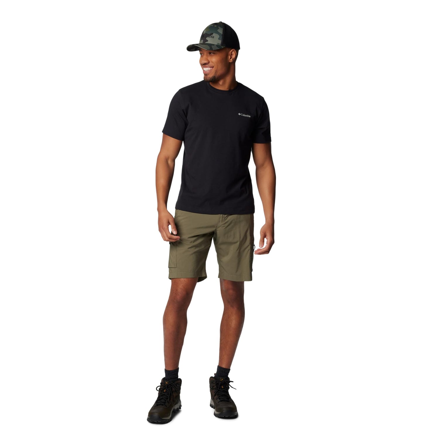 Columbia Men's Thistletown Hills Graphic Short Sleeve, Olive Green Heather/Wanderland Graphic, 4X Big