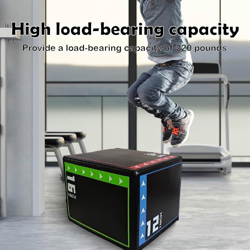 3 in 1 Plyometric Jump Box Fitness Exercise Stepper Jump Box for Home Gym Training (16INCH)