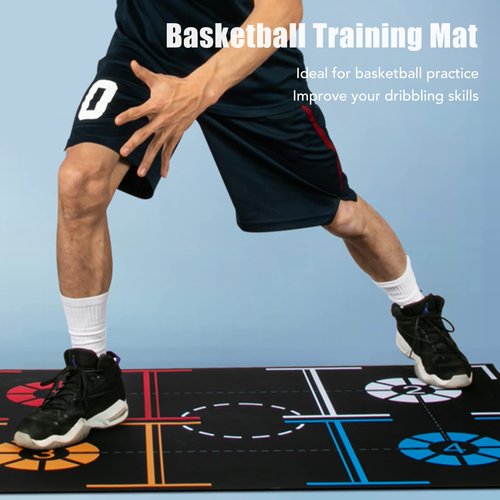 Alomejor Non Slip Dribble Silent Basketball Footstep Rubber Training Mat with Point Reminder for Immersive Training at Home