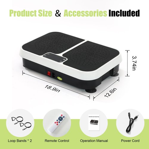 Homesy Vibration Plate Exercise Machine, Vibrating Plate for Lymphatic Drainage, Full Body Shaking Workout Fitness Platform Board, Sport Gym Equipment for Weight Loss Fat Burner for Women Men, Black