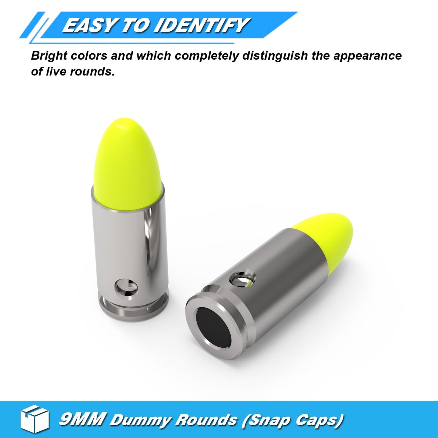Artemis 9mm Snap Caps Dummy Rounds Practice Rounds - Closed Weight & Precise Size for Safe Firearm Training, Fault Diction Test and Dry Fire Practice（ 12Pcs ）