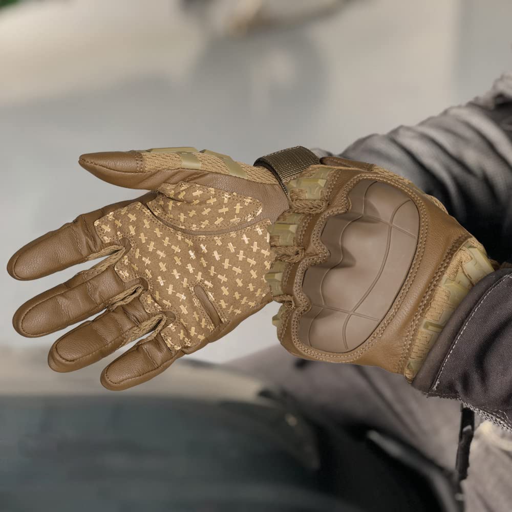WTACTFUL Touch Screen Motorcycle Tactical Gloves for Men Airsoft Paintball Gear MTB Bike Cycling Cross-Country Motorbike ATV Hunting Hiking Riding Driving Work Outdoor Full Finger Gloves XL Brown
