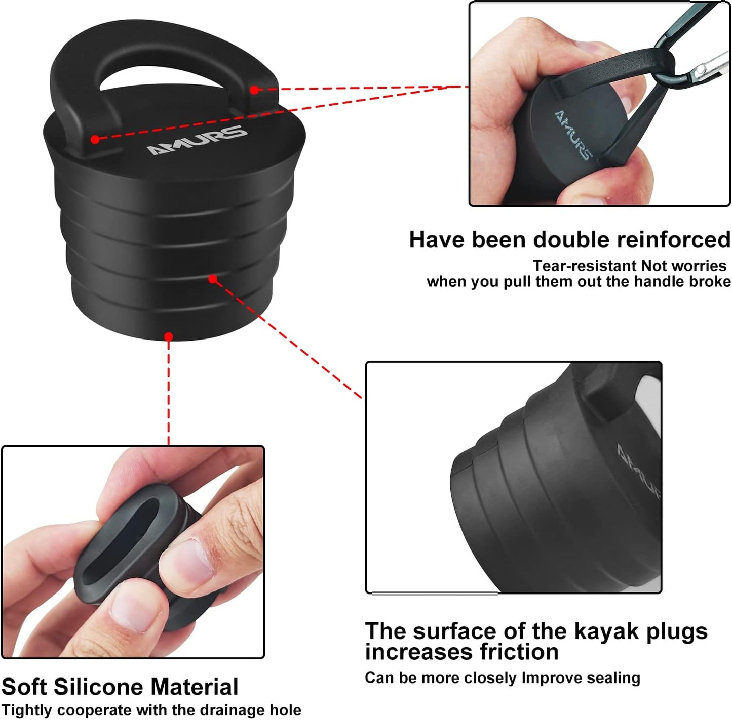 Kayak Scupper Plug Kit Scupper Plugs Drain Holes Stopper with Silicone Handle Universal Kayak Plugs for sit on top of Kayak Canoe Boat