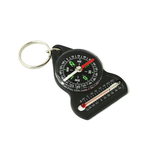 Compass Hiking Keychain - 15.5g All Compass and Thermometer Carabiner | Useful Outdoor Tool for Hiking Keyring, Camping, Backpacking, Portable Survival Gadget, Explore, Navigation Equipment