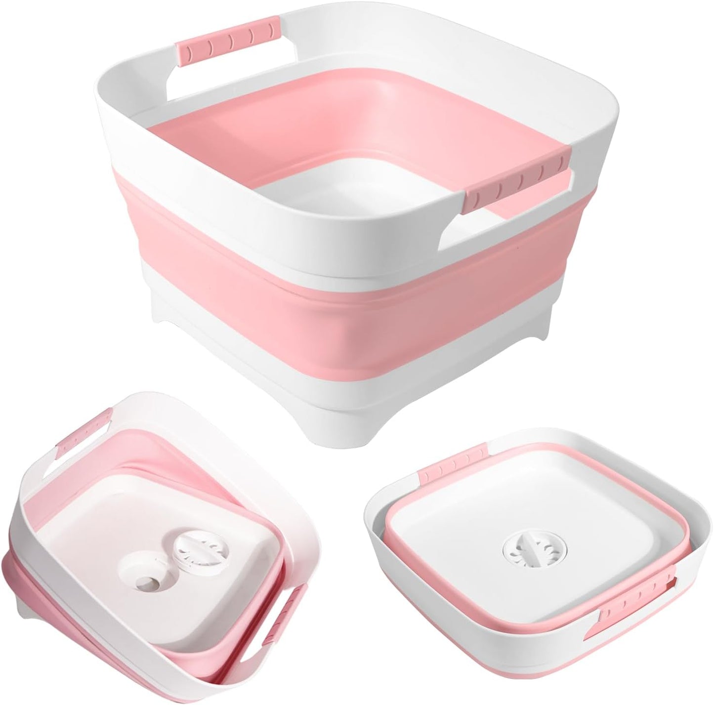 2.4Gal (9L) Collapsible Wash basin With Drain Plug, Suitable For Kitchen Sinks/Outdoor Camping/RV Use, Space-Saving, Highly Portable Washbasin Ideal For Travel (Gray)