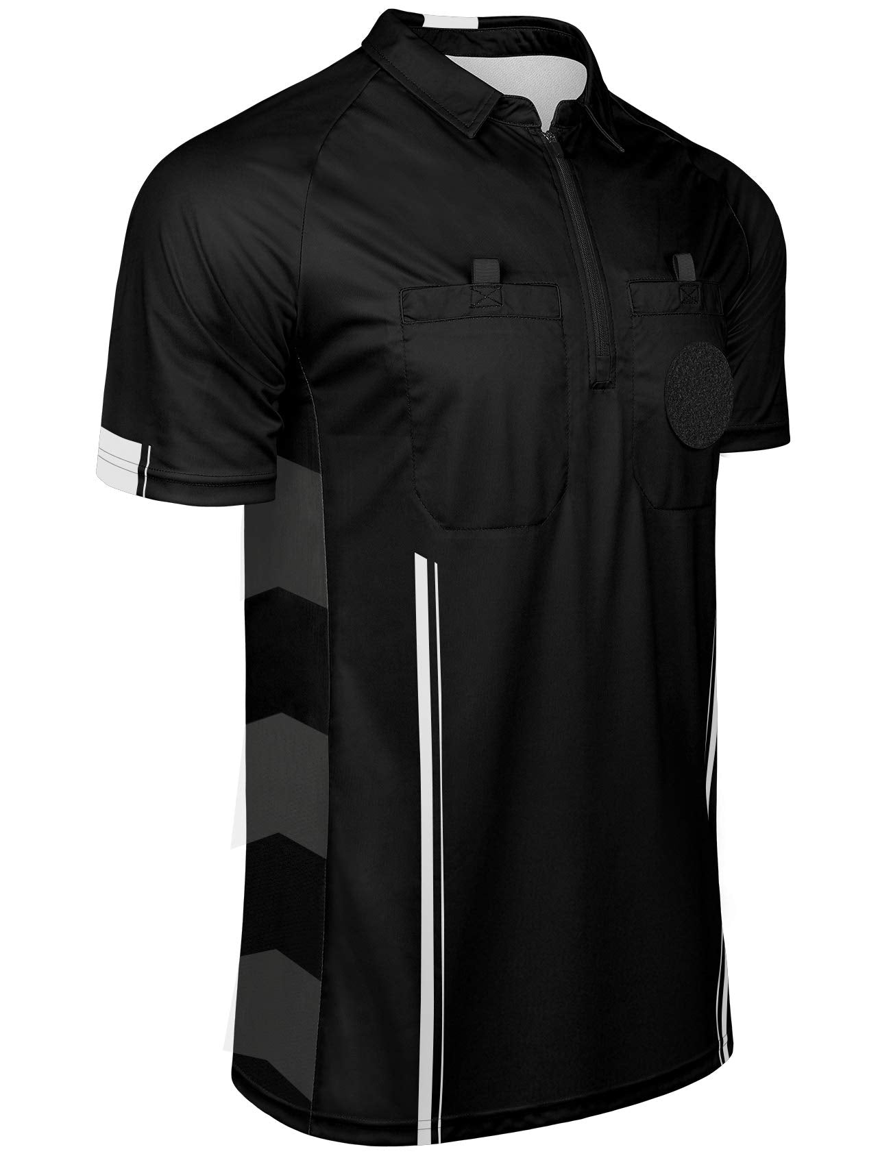 FitsT4 Sports Pro Soccer Referee Jersey Short Sleeve Ref Shirts Black X-Small
