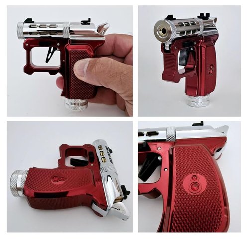 Hawki Gem CO2 .177 Cal Air Pistol Red Ruby Edition, Self-Defence, 1-Shot, 400+ FPS, Single Action with Adapter, 5X CO2 Cylinders (12g), 100x Steel BBS (.177 Cal), 100x Airsoft BBS (6mm) Bundle
