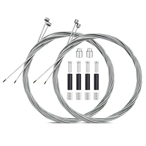 Universal Bike Brake Cable Gear Shifter Cable Wire Set, Professional Bicycle Brake line, Complete Inner Replaceable Bicycle Cable Wire and Alloy Cable Cap End Crimps Kit for Mountain and MTB Bike 2M