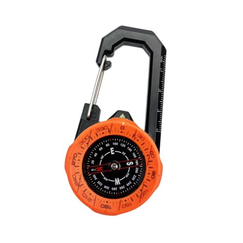 QSTDGVPW Hiking Compass Multifunctional Compact Climbing Compass Accurate with Carabiner for Survival Emergency Mountaineering Camping, Orange